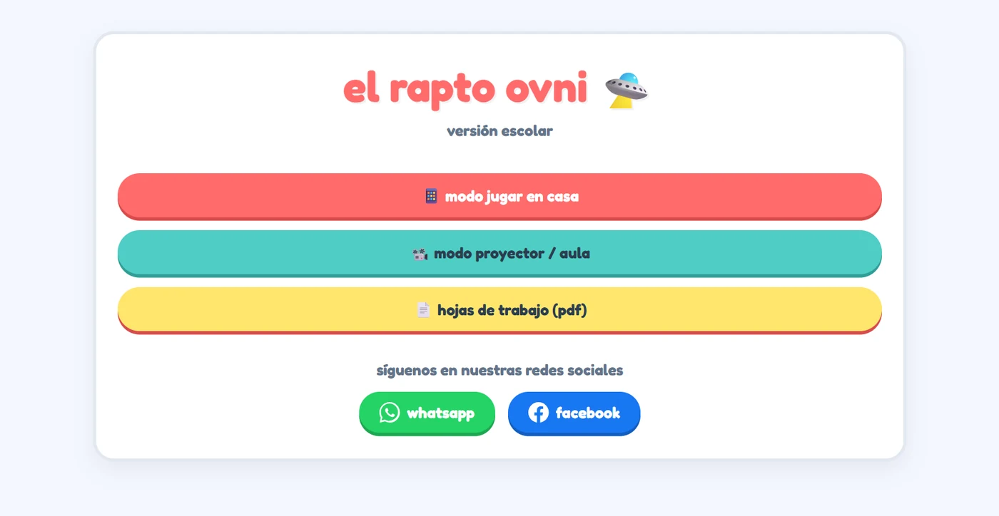 Pantalla principal de El Rapto OVNI