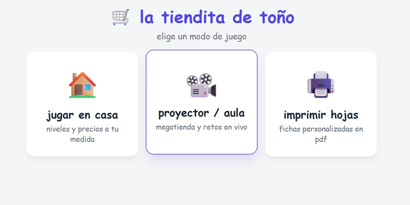 Pantalla principal de La Tiendita de Toño
